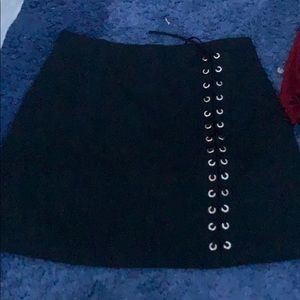 black mini skirt